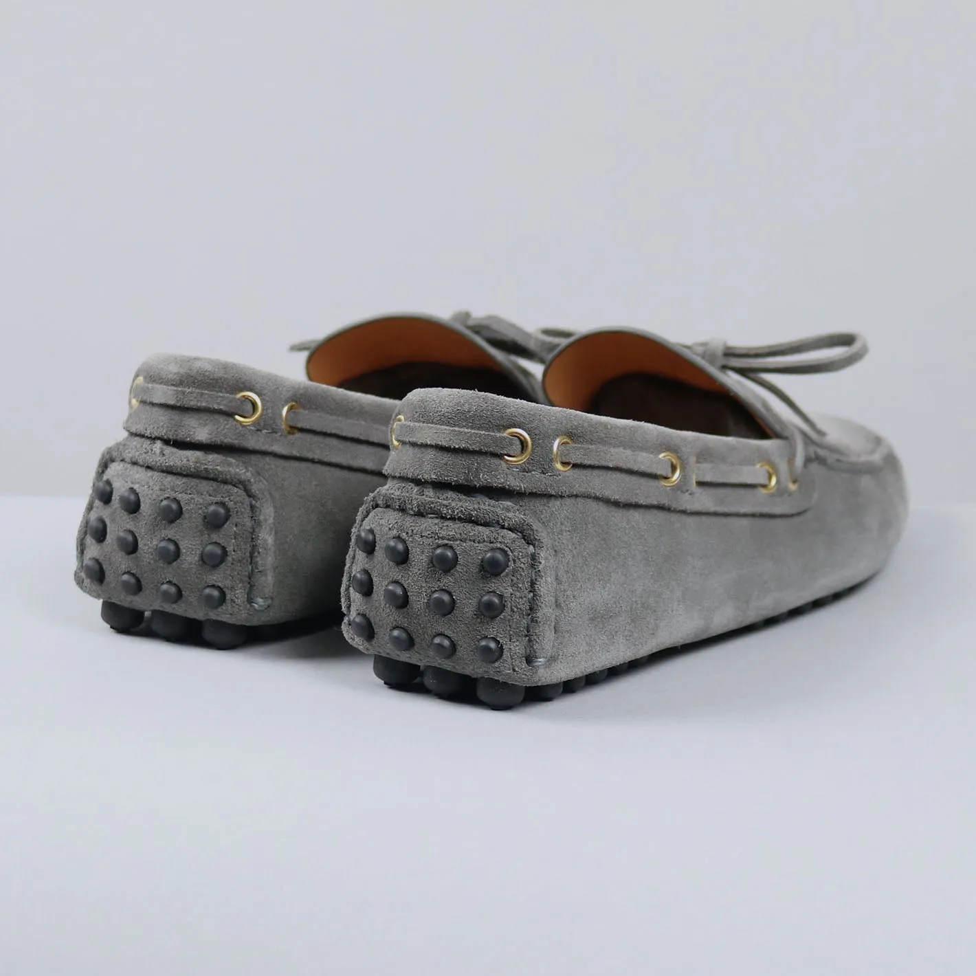 Mole Grey Suede Driving Loafers