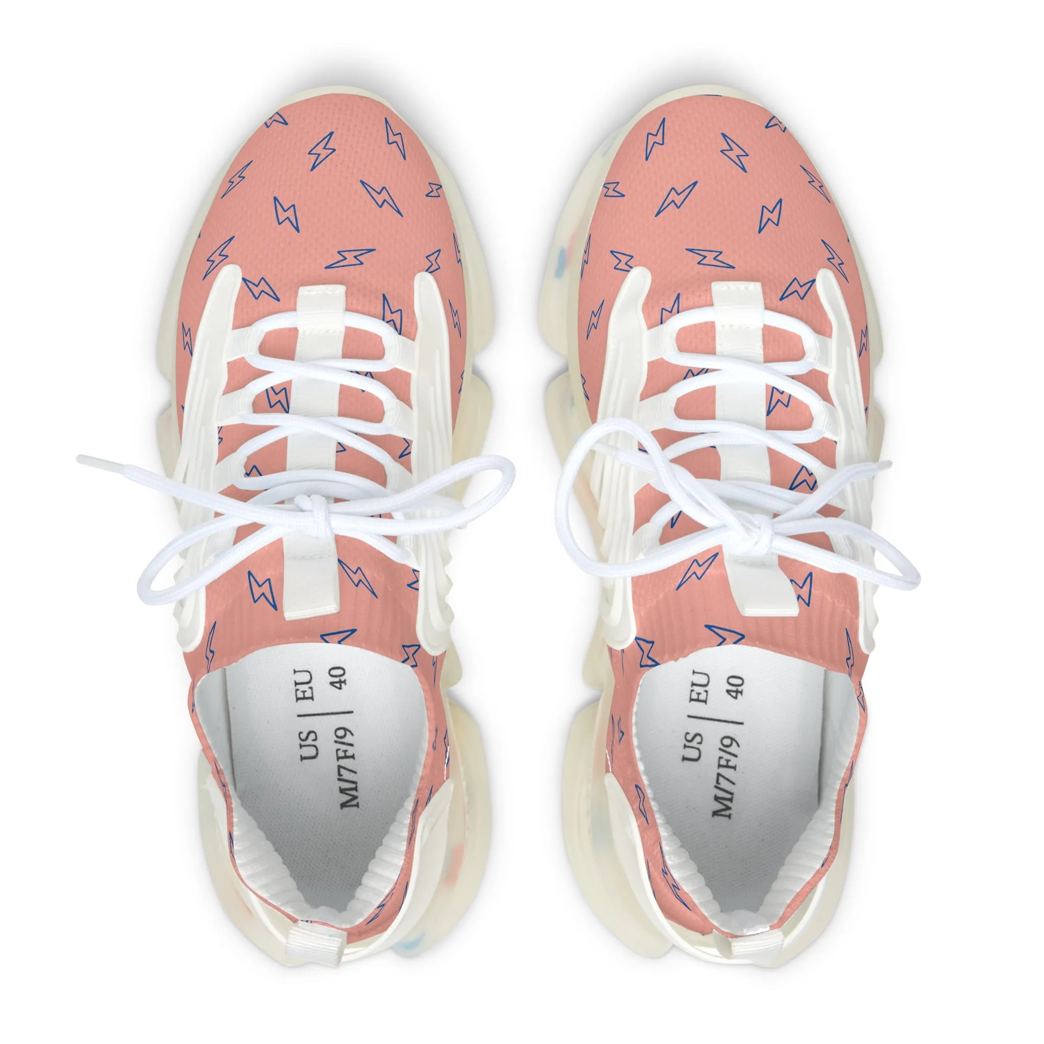 Pink Lightning Bolt Women's Mesh Sneakers