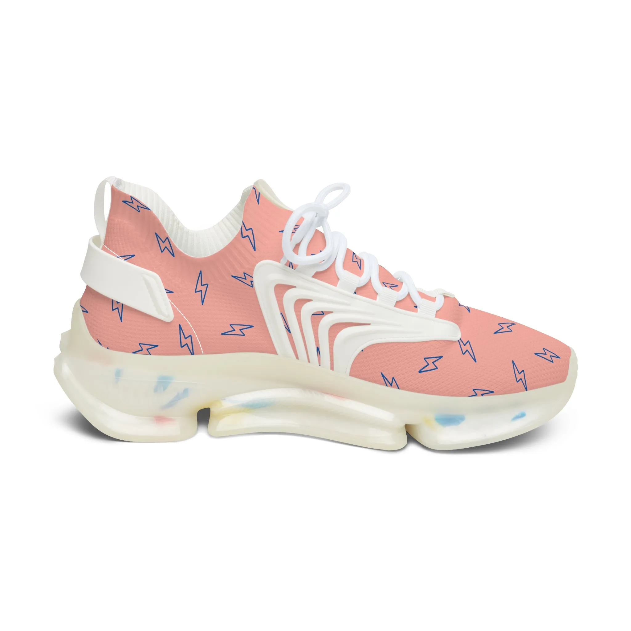 Pink Lightning Bolt Women's Mesh Sneakers