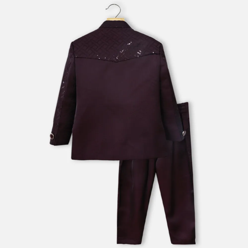 Purple Sequins Embroidered Indowestern Set
